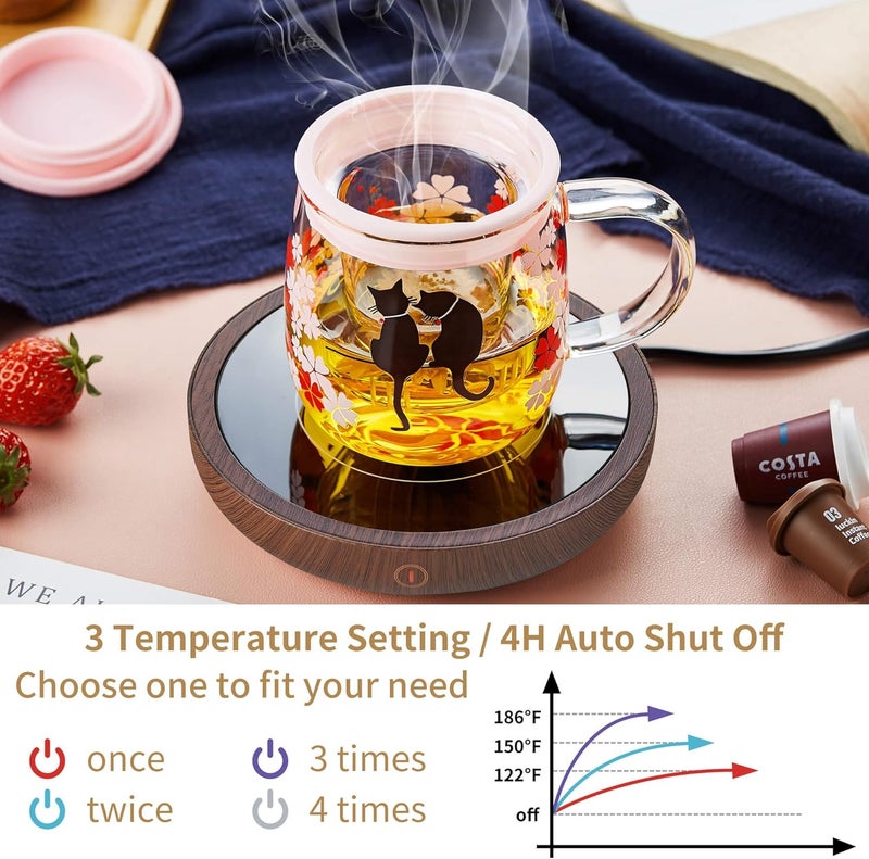 Unbreakable Coffee Mug Warmer for Desk 4H Auto Shut Off, Smart Coffee Cup Warmer with 3 Temperature Setting, Electric Mug Warmer Plate for Coffee, Milk, Tea - Image 2